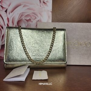 JIMMY CHOO GOLD LEATHER CHAIN CROSSBODY